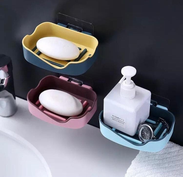 Self Adhesive Double Layer Soap Holder, Bathroom Wall Hanging Soap Box Self Adhesive Double Layer Soap Holder, Bathroom Wall Hanging Soap Box